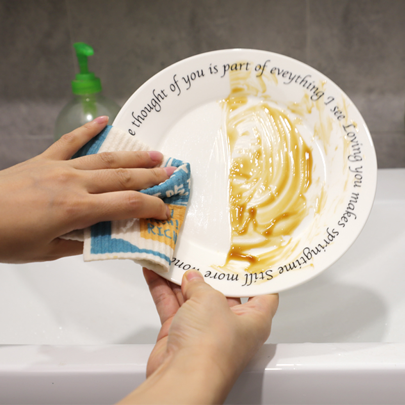 Reusable Cleaning Cellulose Sponge Cloths Absorbent Wipes Clean Kitchen Eco-Friendly Dishcloth