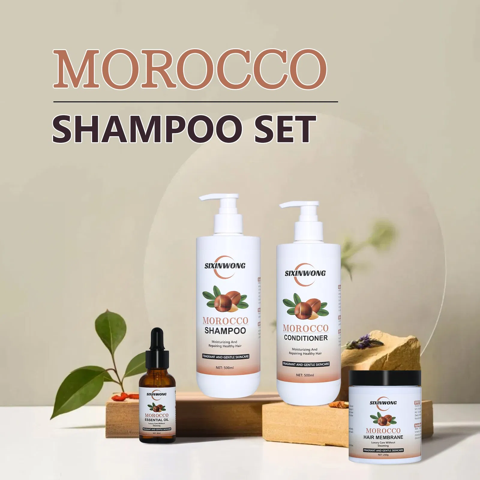 Beauty Cosmetics Morocco Natural Healthy Moisturizing Hair Without Greasy Conditioner Shampoo Set