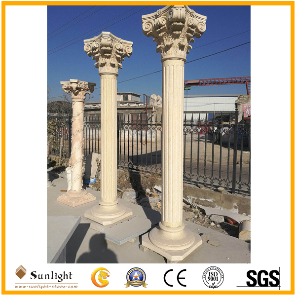 High Polished Solid Egypt Sunny Beige Marble Columns