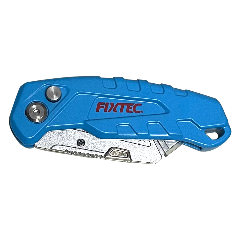 Fixtec Folding Utility Knife Heavy Duty Folding Box Cutter Pocket Carpet Knife 19mm Easy Release Button Quick Change