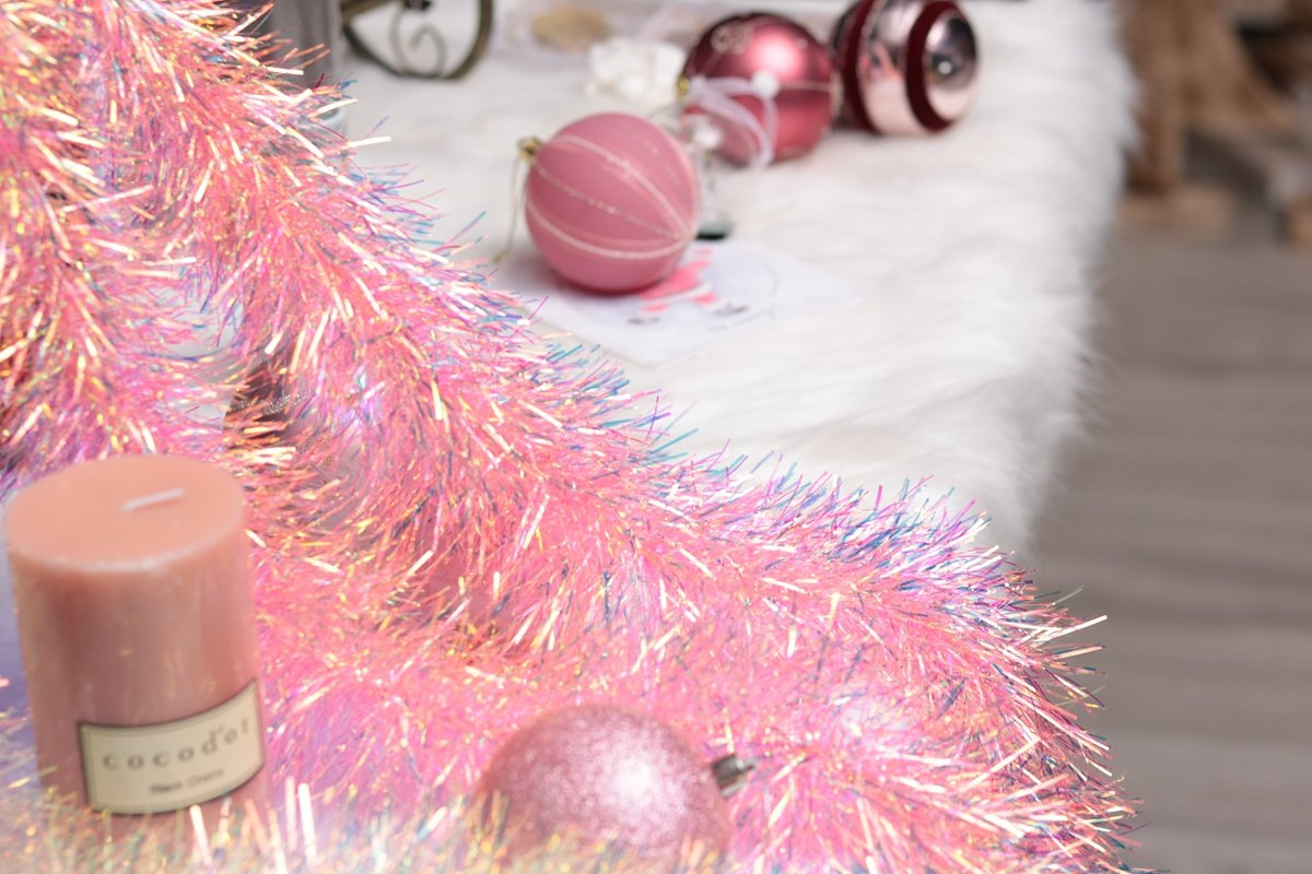 Pink Pet Tinsel Garland for Holiday, Party, and Christmas Tree Decor