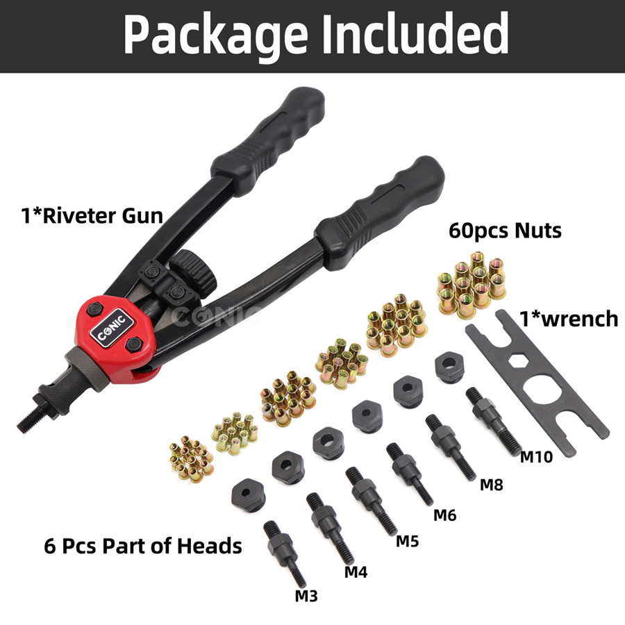 M3-M10 Nut Rivet Gun, 13" Rivet Nut Tool