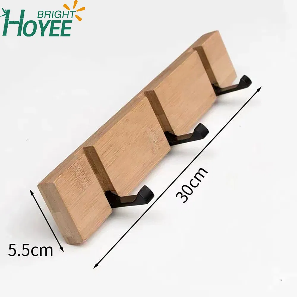 Natural Bamboo Coat Rack, Wall-Mounted Heavy Duty Foldable Coat Hooks