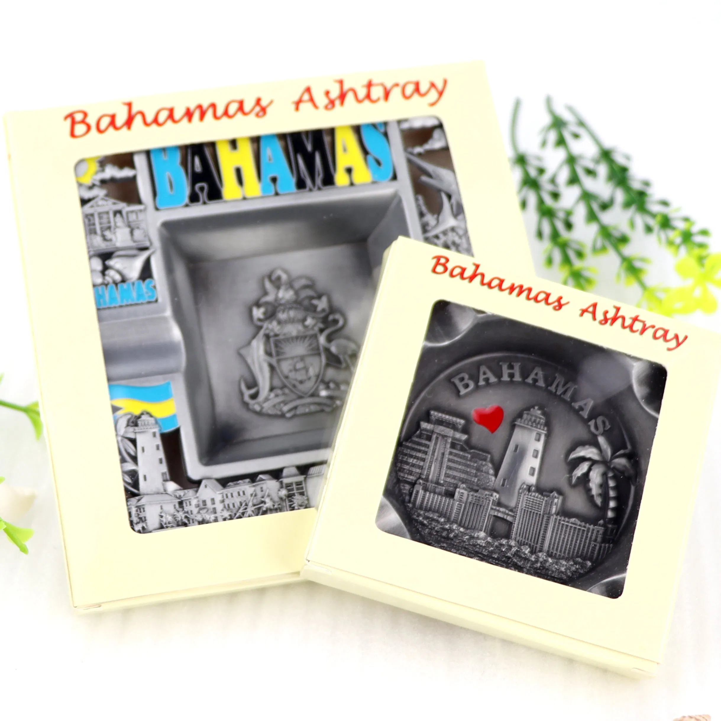 Manufacturer Custom Antique Zinc Alloy Metal Cigar Ash Tray Bahamas Tourists Souvenir Ashtray