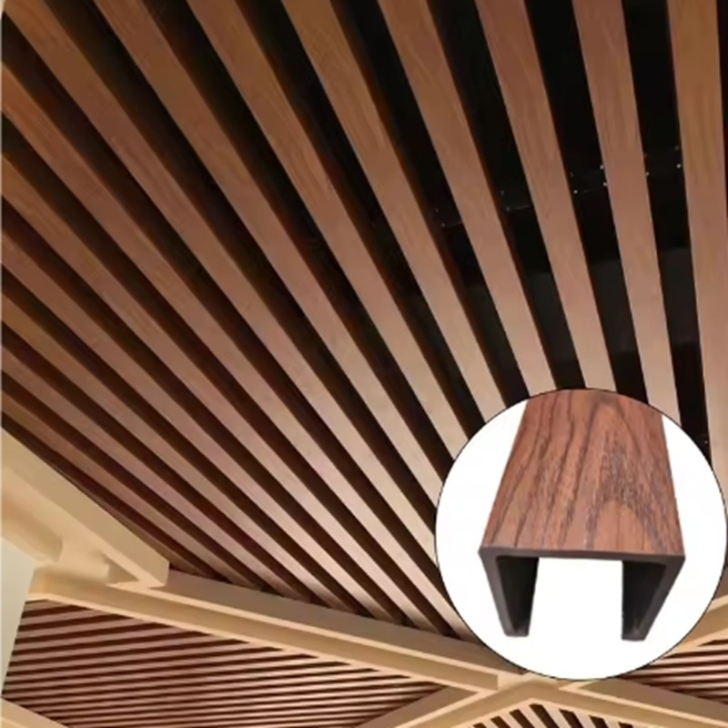 Modern Style WPC Roof Ceiling Wood Plastic Composite Baffle Ceilings for Decoration Material