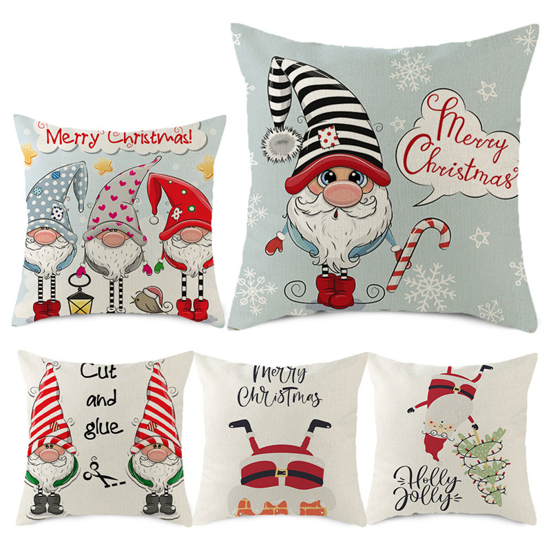 Christmas Cushion Cover Santa Claus Decorations Soft Plush Toys Pillows