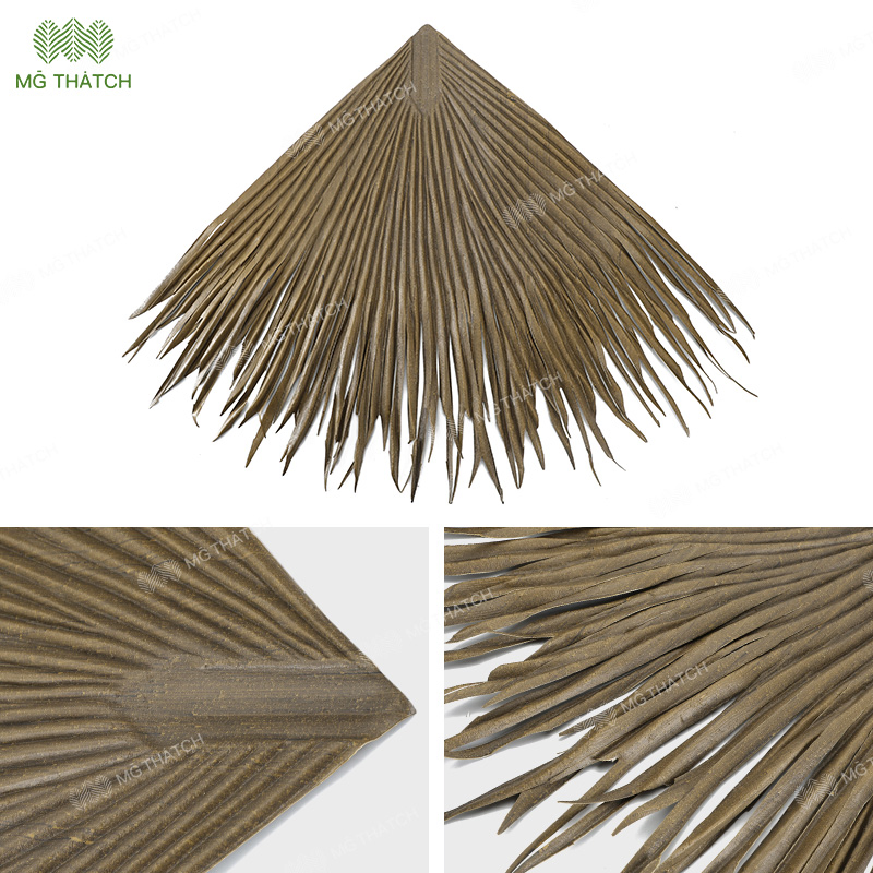Free Sample Plastic Synthetic Roofing Thatch Artificial Palm Leaf Thatch Leaves