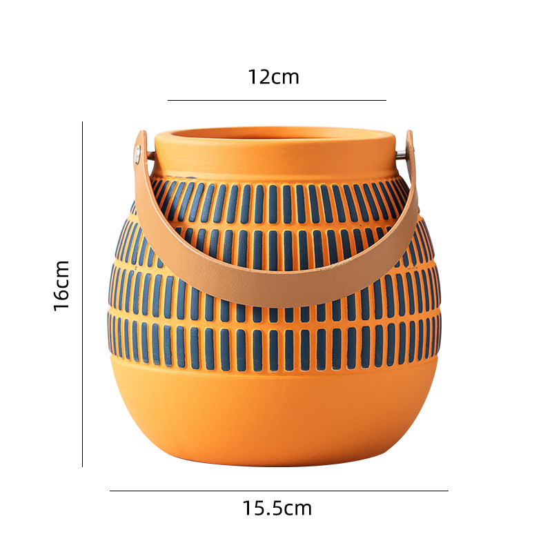 Кашпо керамическое подвесное для суккулентов кожаный ремешок