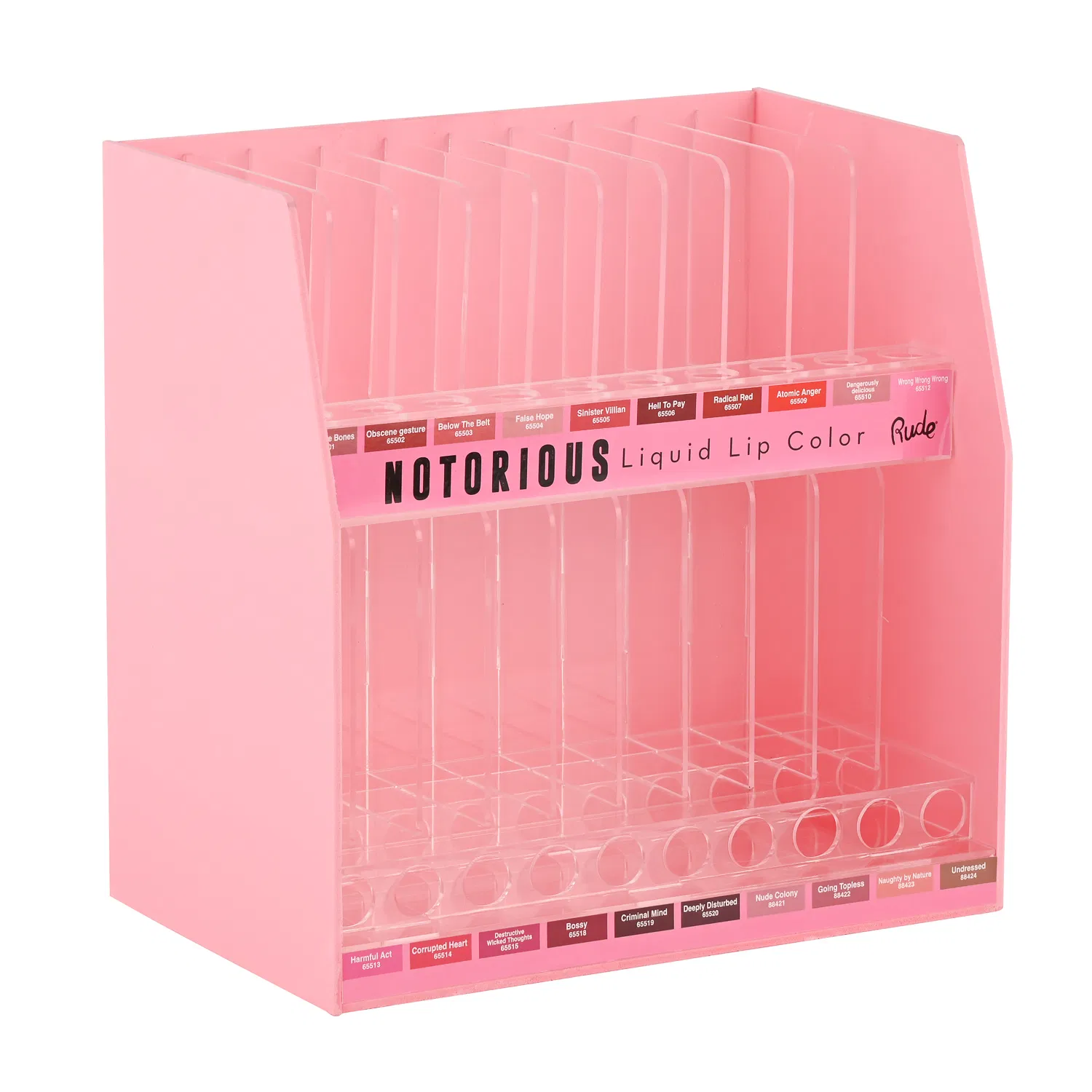 Pink PVC Cosmetic Stand Clear Acrylic Makeup Organizer Display Stand for Beauty Lipstick Retial Display Shelf Customized