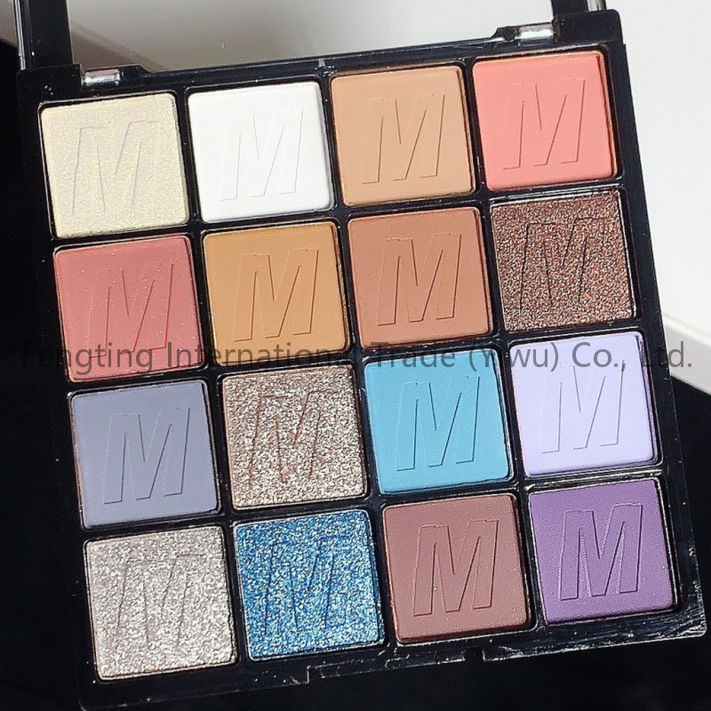 Wholesale 16 Colors Eye Shadow Pallet Plastic Makeup Vegan Organic Glitter Metallic Multichrome Waterproof Eyeshadow Palette