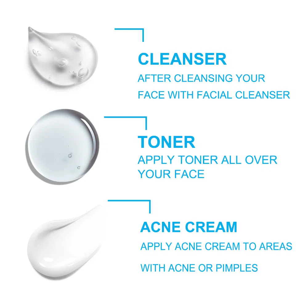 Custom Logo Vegan Natural Salicylic Acid Acne Skin Care Set Pores Minimizing Blemishes Acne Prone Skincare Essentials Set Kits