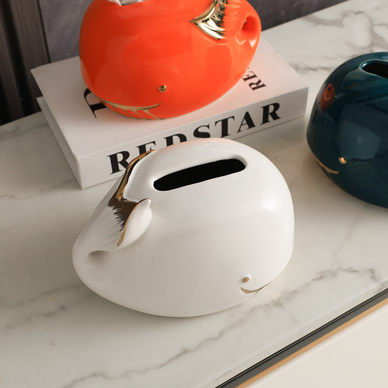Whale Desktop Ceramic Car Gold Cute Table Napkin Holders Luxury Tissue Box