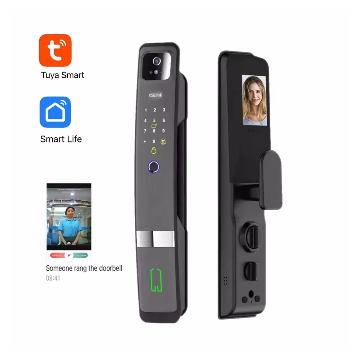 3D Face Recognition Fingerprint Smart Door Lock with 14-Language Biometric