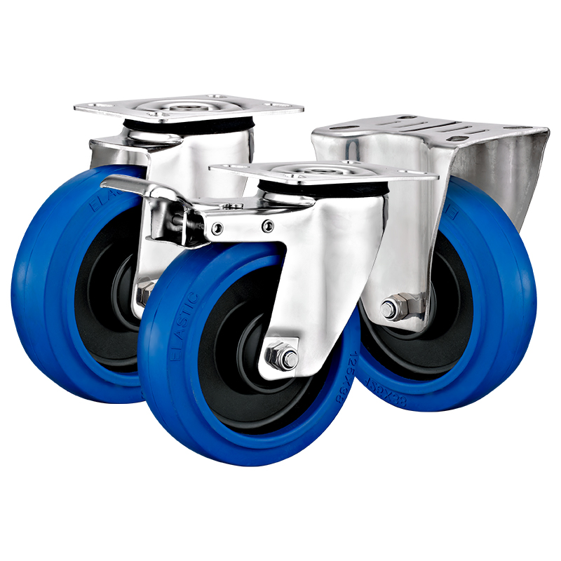 80mm100mm125mm Medium Duty Euro Type Stainless Steel Elastic Rubber Caster (Type C) SUS 304 Anti-Rusted Wheels for Hand Trolley