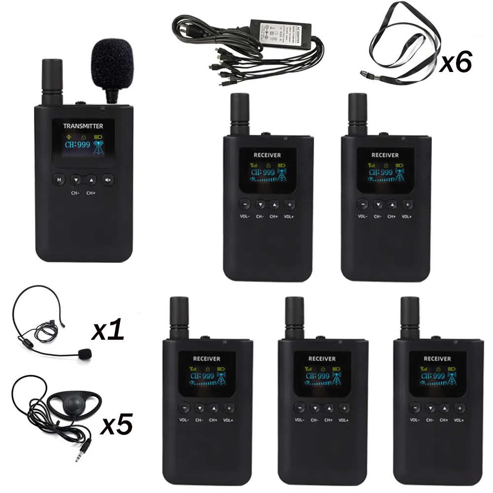 Беспроводная гарнитура-микрофон для гида с батареей 60 часов