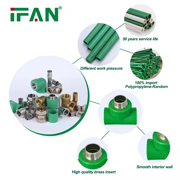 Ifan High Pressure Fitting PPR ISO 15874 PPR Pipe Fittings Durable ISO 15874 Use 20-63mm PPR Fittings