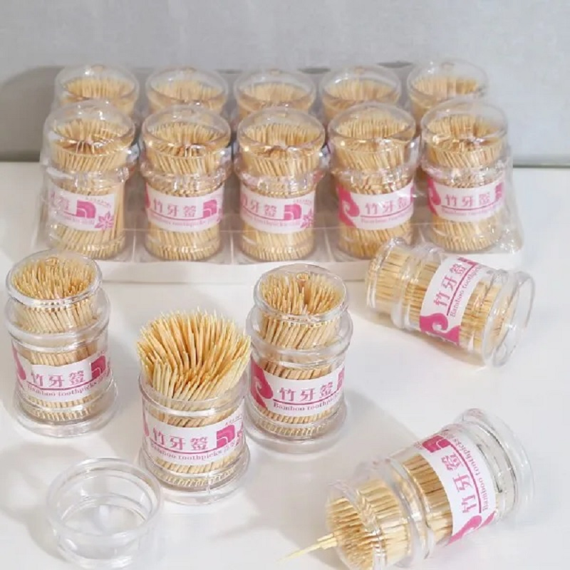 Toothpick 50 Pack Boxed Green No Smell Oral Dental Picks Individual Bamboo Toothpicks Pack