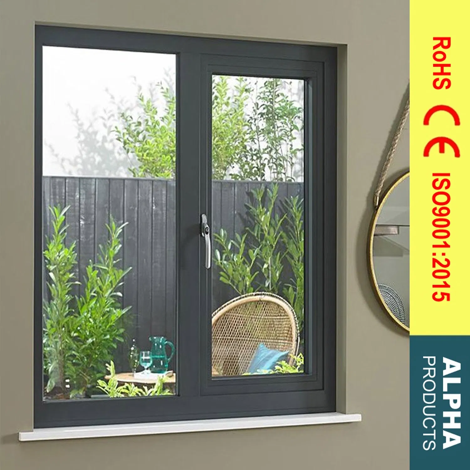 Aluminum and Double Glasses Insulation Casement Window Series 63