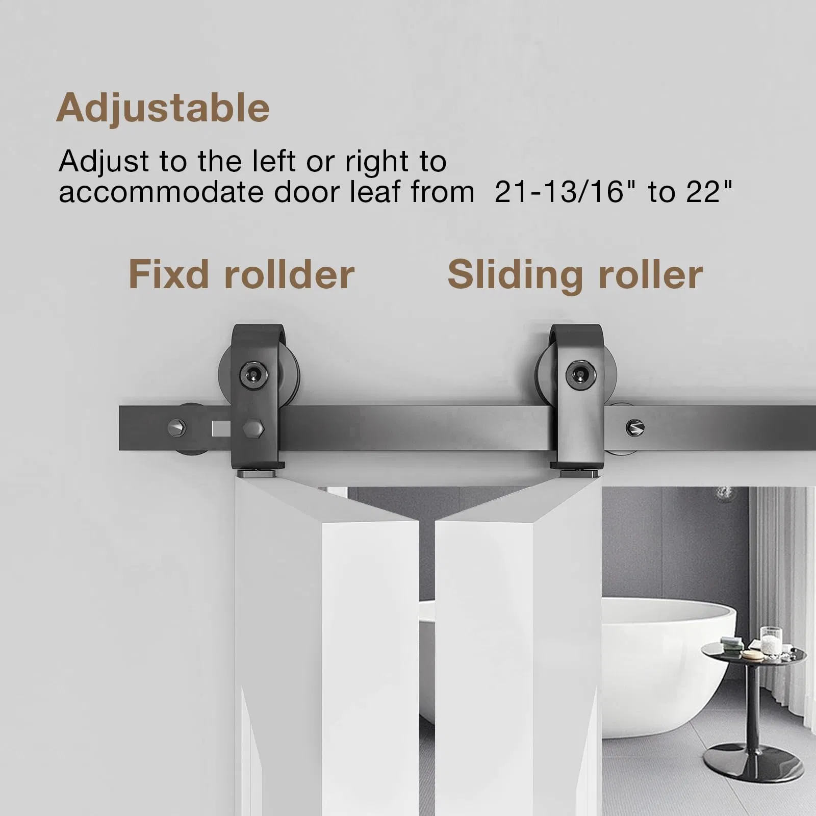 Black Track and Top Mounted Bifold Barn Door Hardware Kit