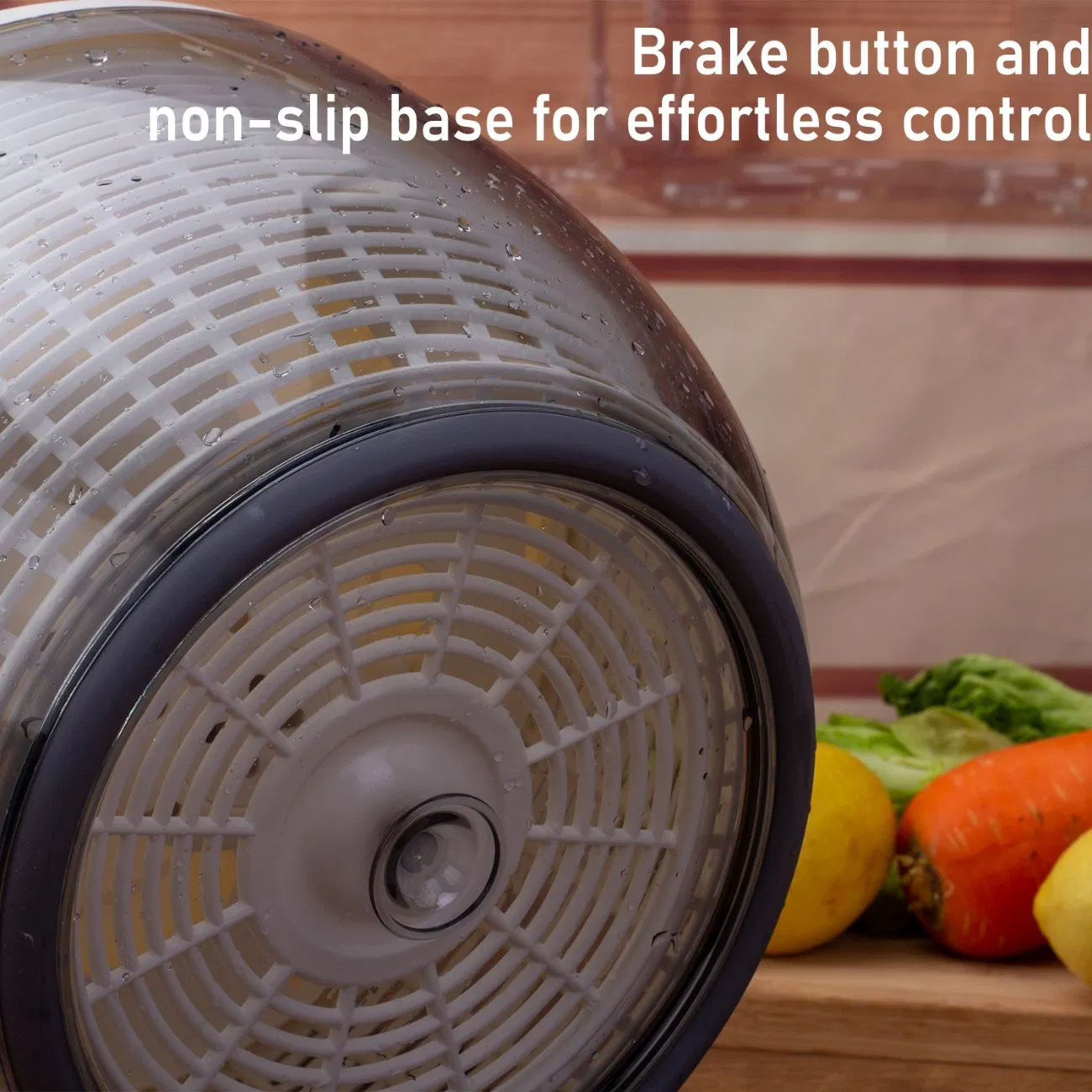 Professional Gray Pump Salad Spinner with Storage Lid High-Efficiency Manual Dryer