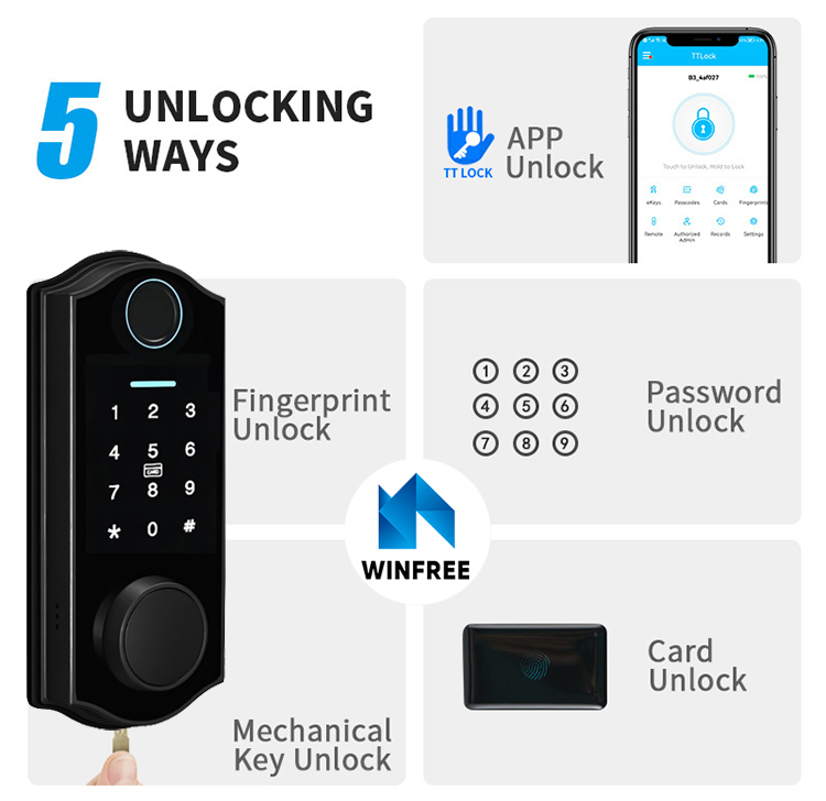 Intelligent Fingerprint Ttlock WiFi Password Security Electronic Digital Deadbolt Smart Door Lock