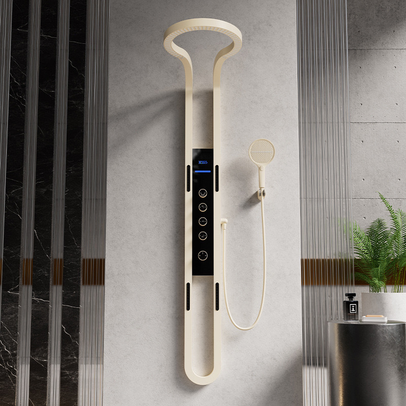Brass Constructed Leak Proof Contemporary Wall Mounted Rainfall Handheld Shelf Shower Set