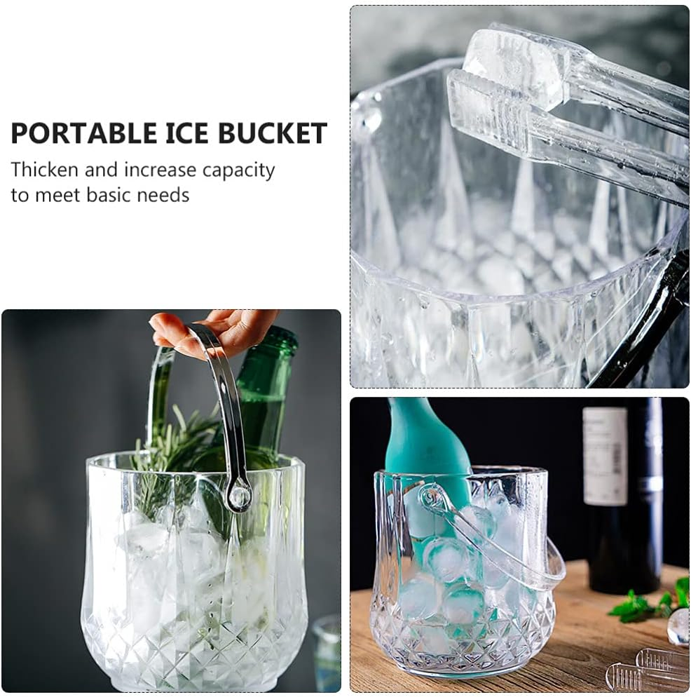 Custom OEM Plastic Crystal Champagne Ice Bucket with Handle