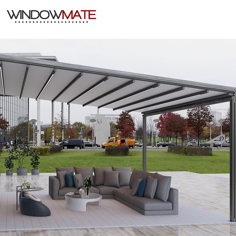Retractable Cover PVC Roof Garden Gazebo Sunshade Awning