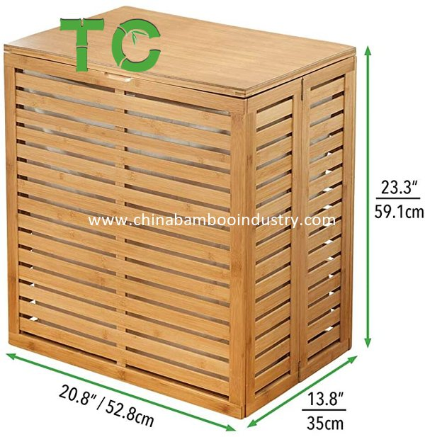 Large Capacity Bamboo Laundry Hamper Basket with Removable Fabric Liner and Decorative Wood Slats Portable and Foldable Laundry Hamper with Lid