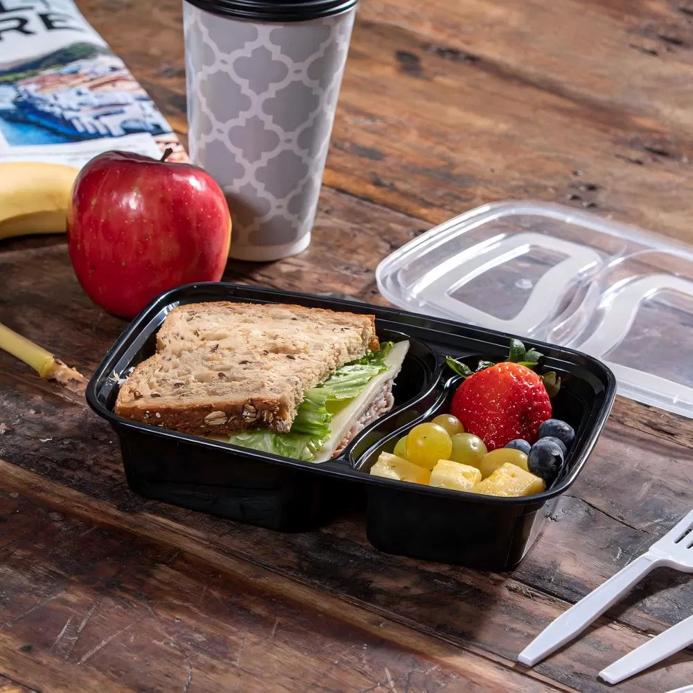 25pack 28oz 2 Compartment Microwave Reusable Multi-Use Meal Prep Safe Leakproof Food Storage Containers Eco-Friendly Lunch Box