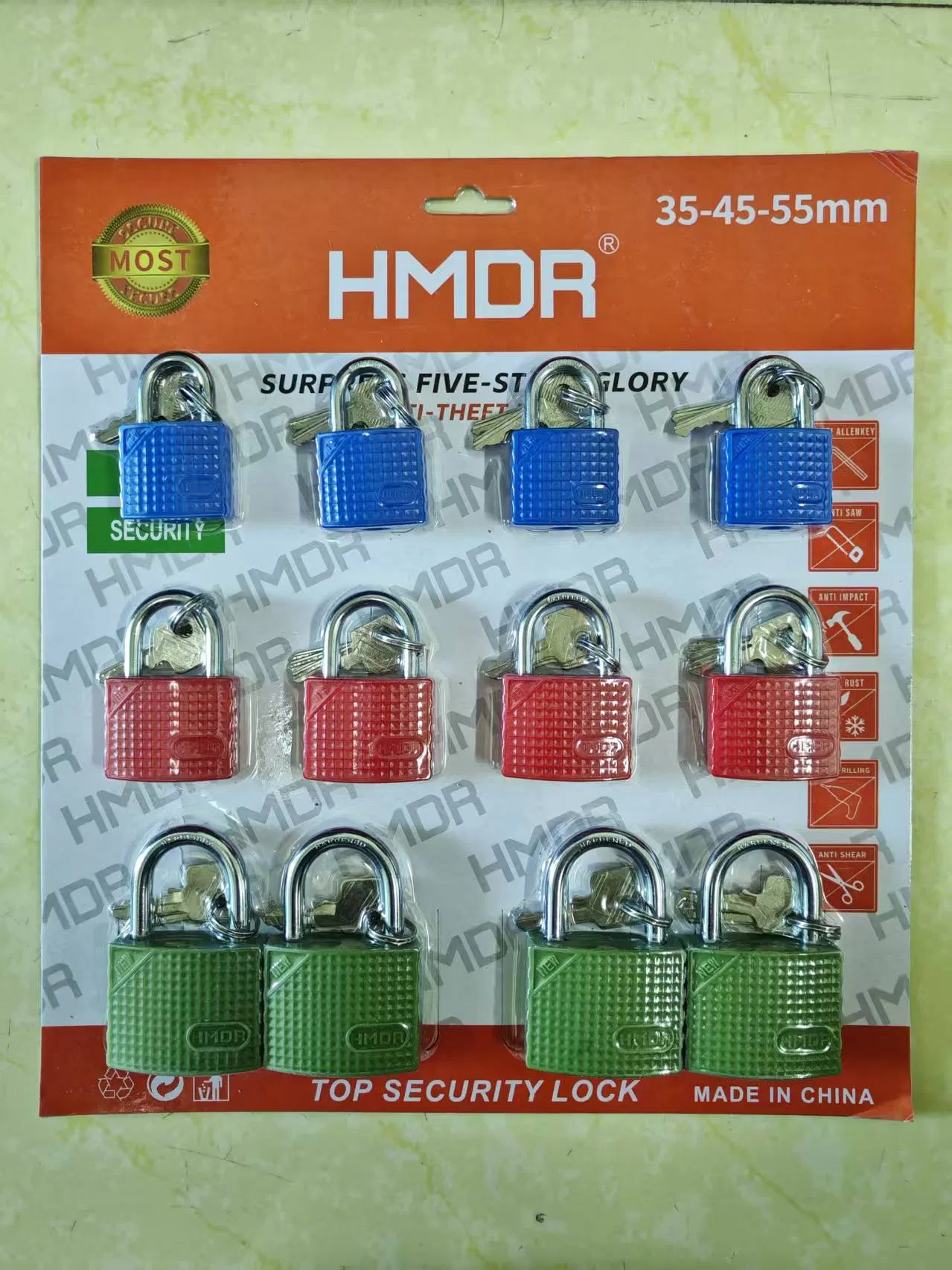 High Quality Plastic Cover Iron Padlock