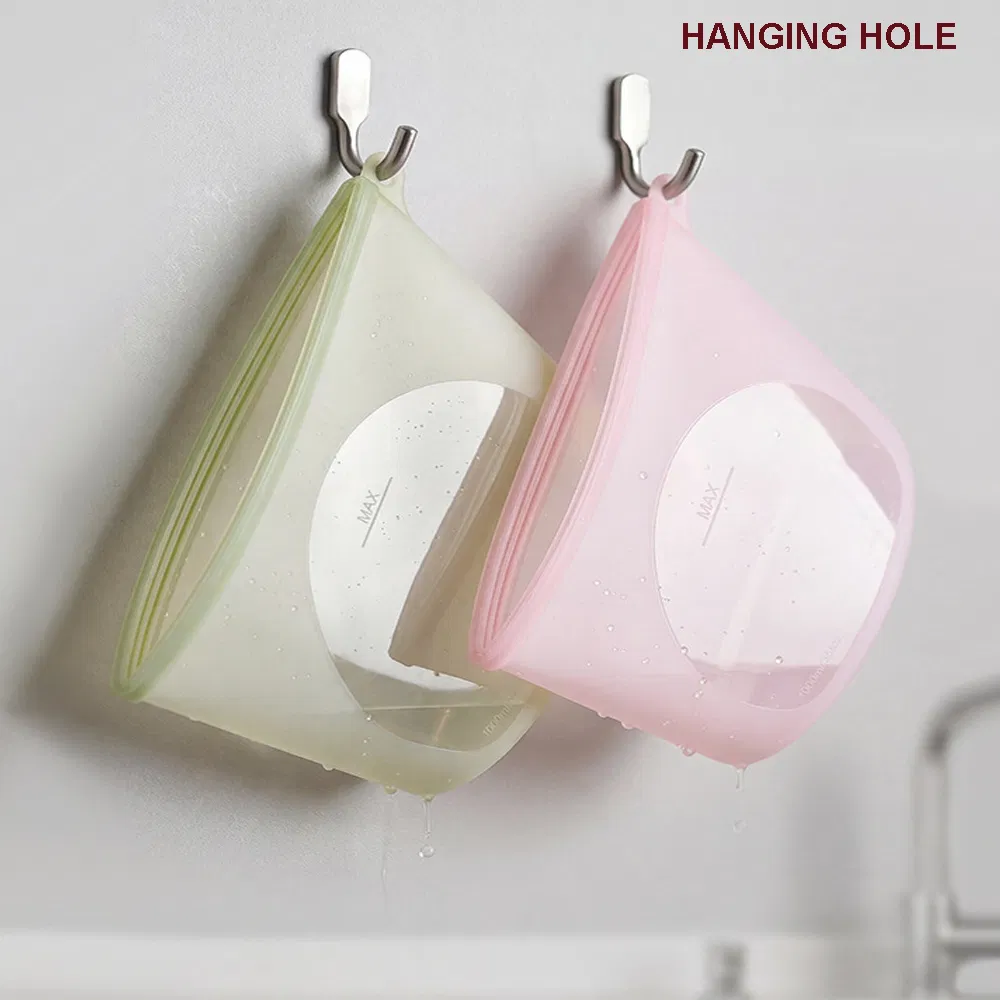 Custom Logo Waterproof 100% Pure Food Grade Silicone Food Packaging Bag Silicone Reusable Storage Bags