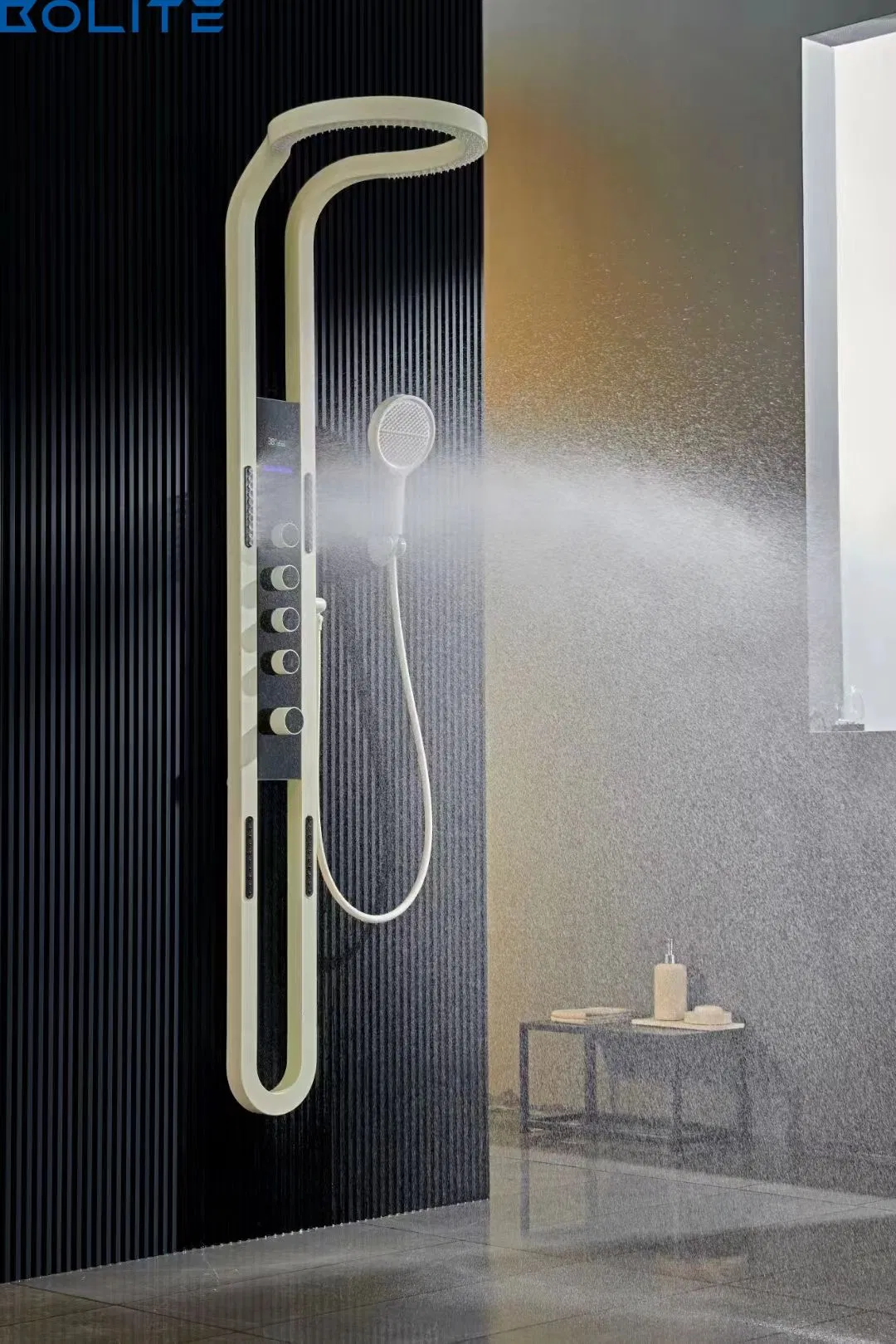 Bath & Shower Faucets White Digital Display Shower Set Wall Mounted Large Bathroom Rainfall Waterfall Shower Head Shower Panel