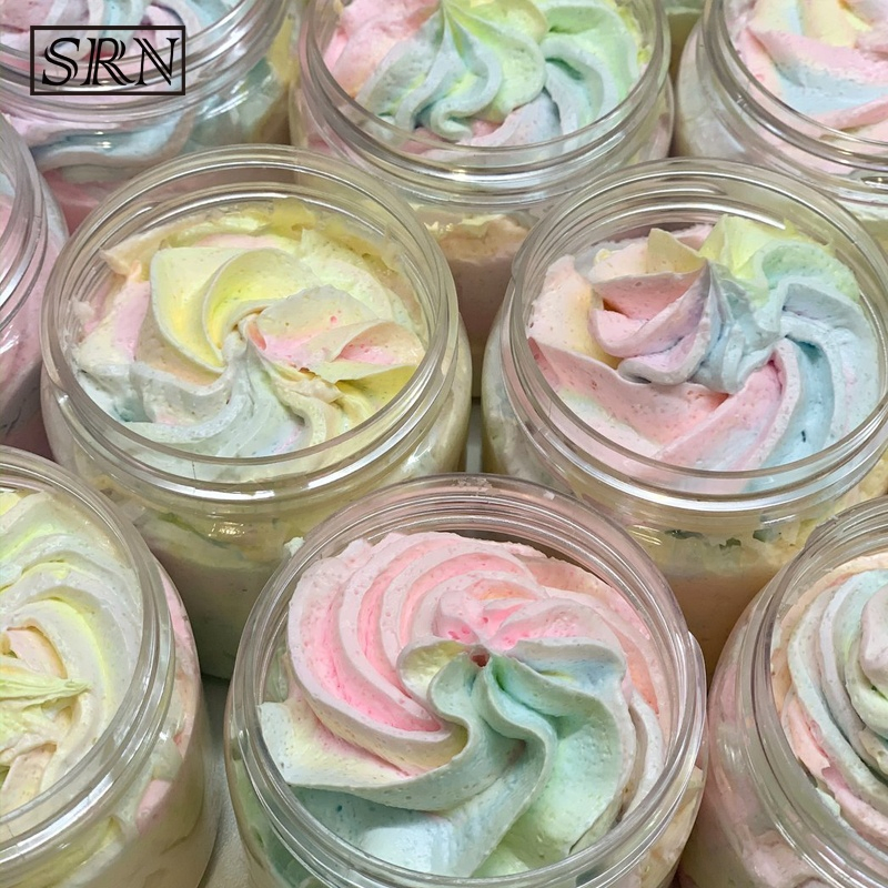 Private Label Natural Vegan Colorful Handmade Rainbow Bath Sugar Whipped Body Cream Soap