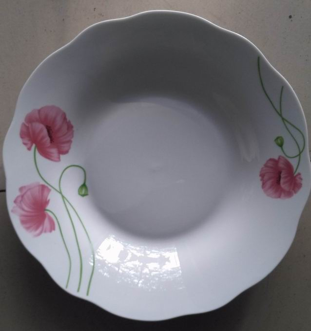 8"Soup Plate Cut Edge Cheap Flower Decal Porcelainware Ceramics Tableware