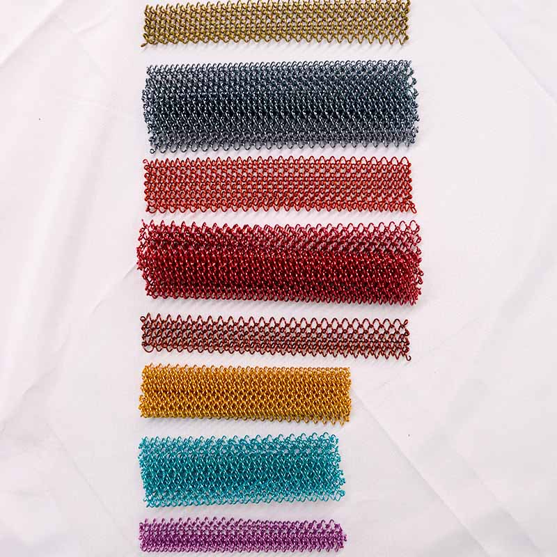 Colorful Decorative Metal Coil Drapery / Decorative Chain Link Ring Metal Mesh Curtain
