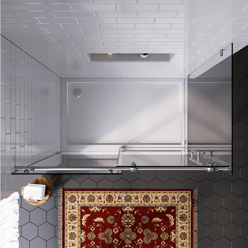 Stylish Frameless Corner Shower Door with Fixed Glass Panel