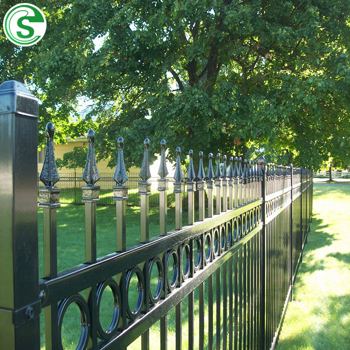 Decorative Ring Galvanized Wrought Iron Fence Swimming Pool Tubular Metal Fence Panels