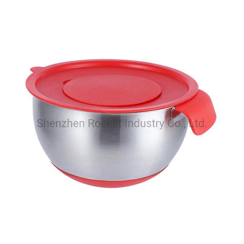 Non Slip Mixing Bowl Kitchen Salad Bowls Set with Silicone Handle