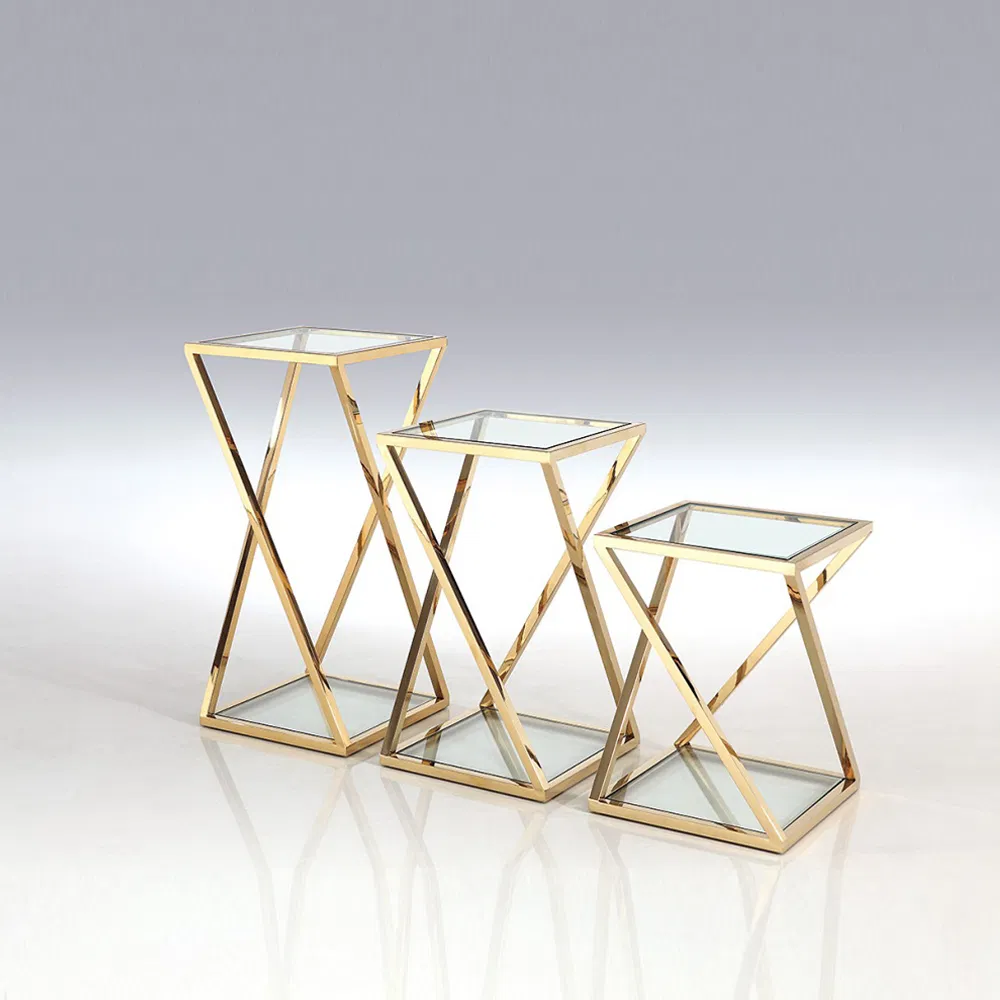 Standard Export Package Glass Sunlink Gold Flower Stand Steel Table