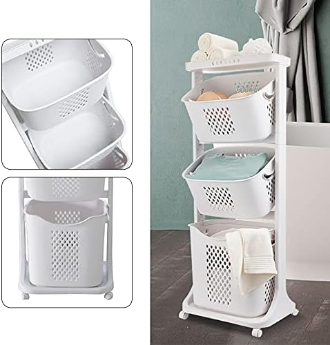 2 Layer 3 Tier Wholesales Multi Layers Collapsible Storage Basket Plastic Laundry Basket Movable Wheeled Laundry Basket