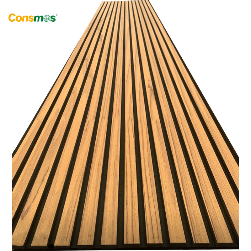 600X2400mm MDF Slat Acoustic Panels with Natural Wanut Oak Wood Veneer Finish for Home Decoration