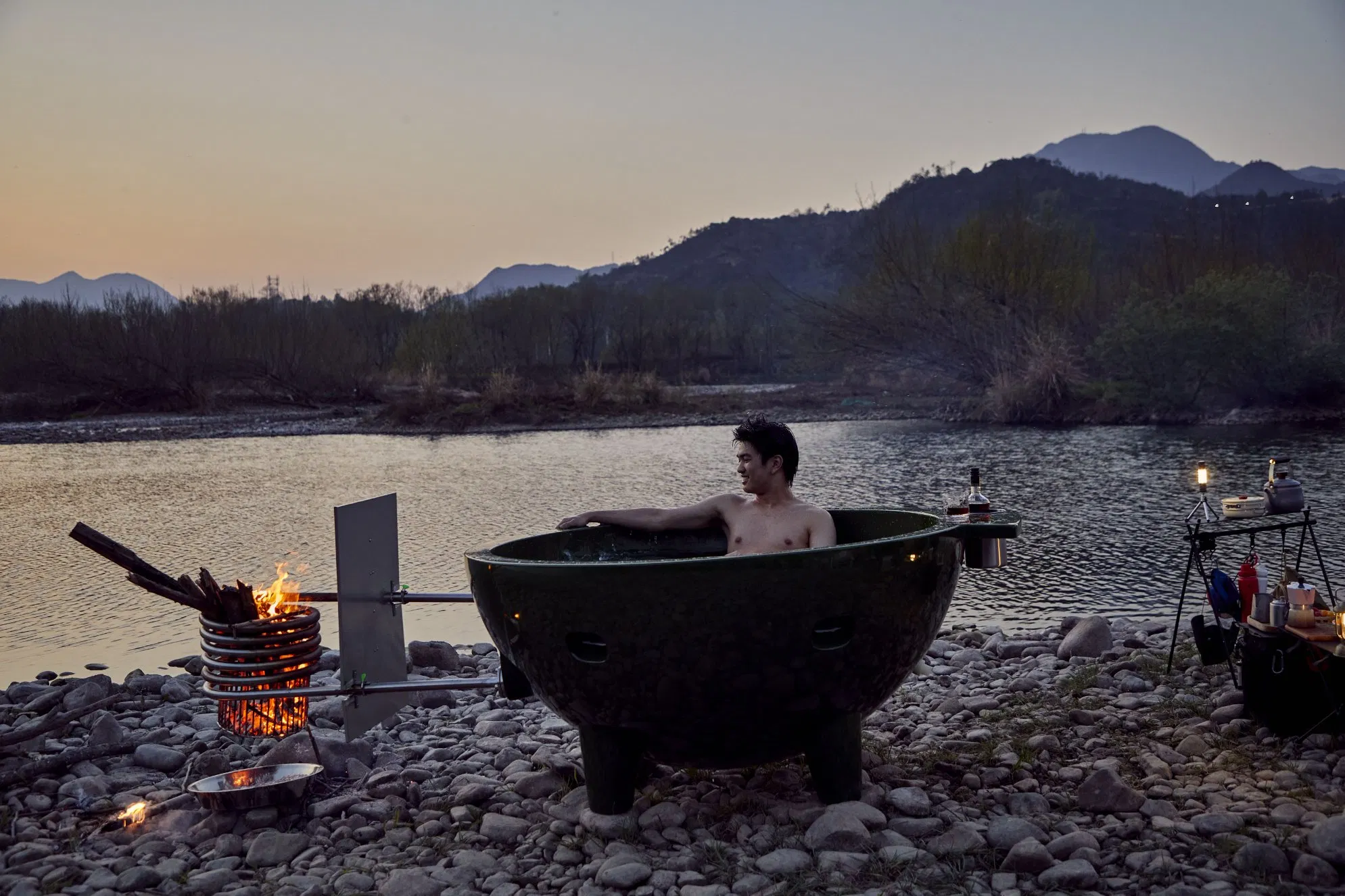 Акриловая уличная ванна для барбекю с подогревом