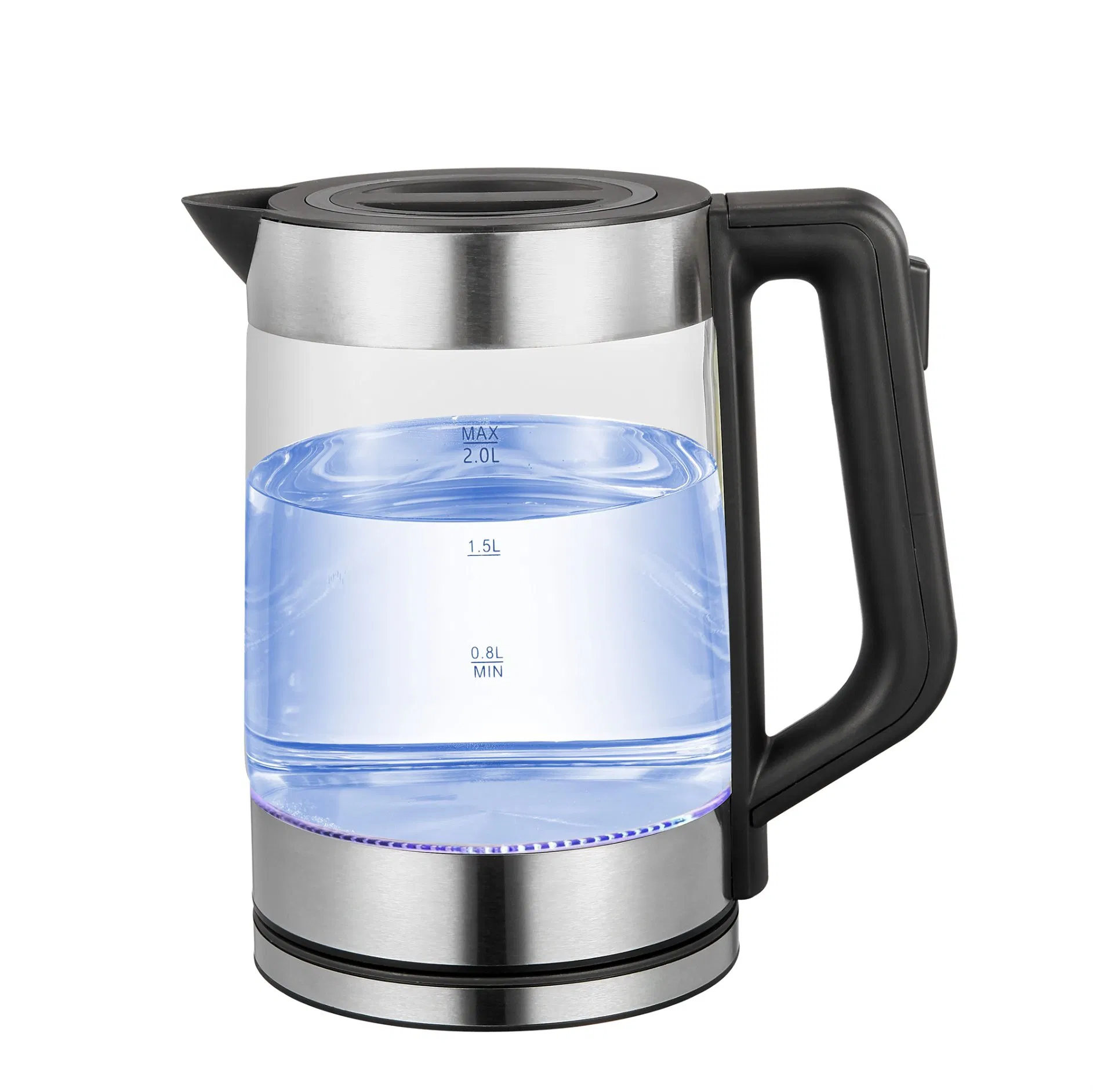 1.8L Water Boiler Tea Boiling 1500W LED Stainless Steel Washable Filter Glass