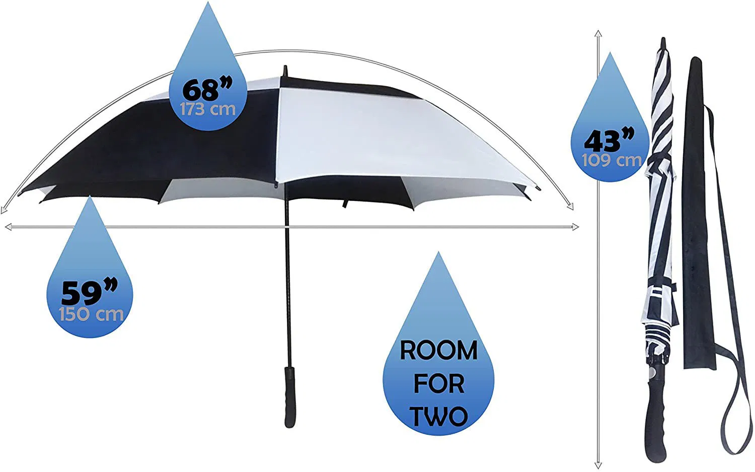 Большой зонт для гольфа 62-72 дюйма, ветроустойчивый