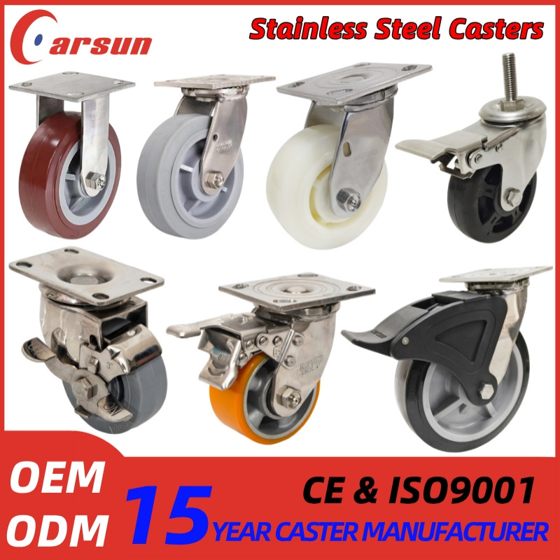 Stainless Steel Casters 3/4/5/6/8inch Industrial Caster Wheels with Rust Prevention and Corrosion Resistance