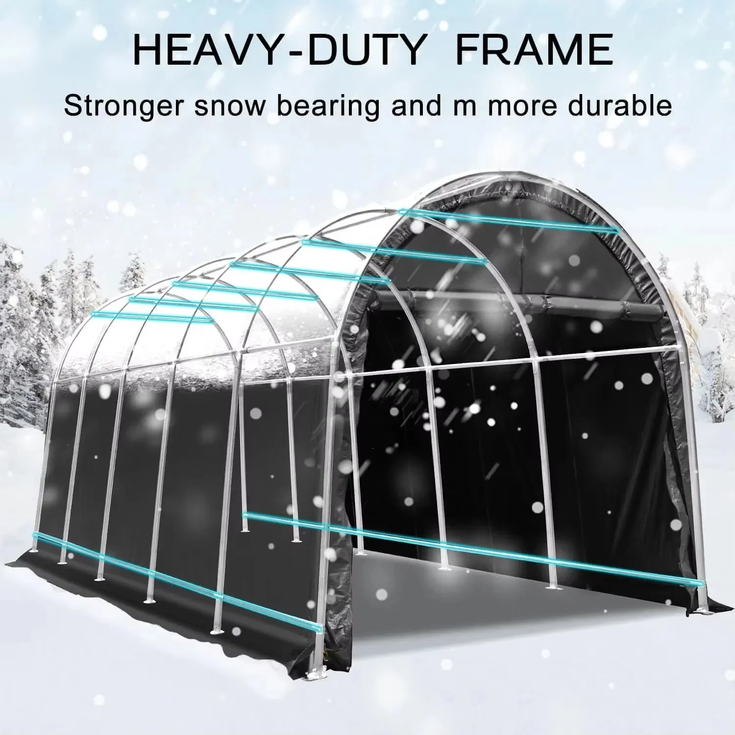 Black 10FT X 20FT Shelter Outdoor Carport Portable Garage