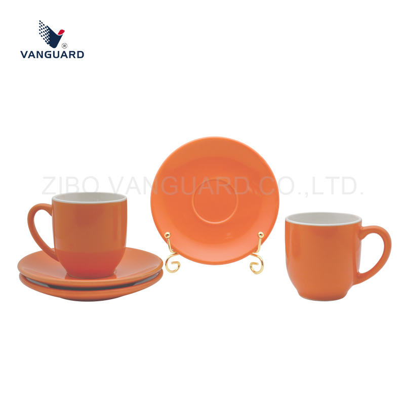 Фарфоровый кофейный набор с блюдцами, однотонный