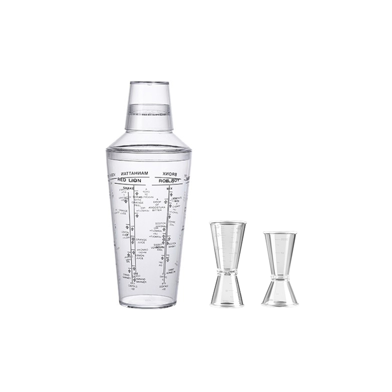 High Quality Clear Plastic Shaker Bottle with Scales Ice Drinks Cocktails Shaker
