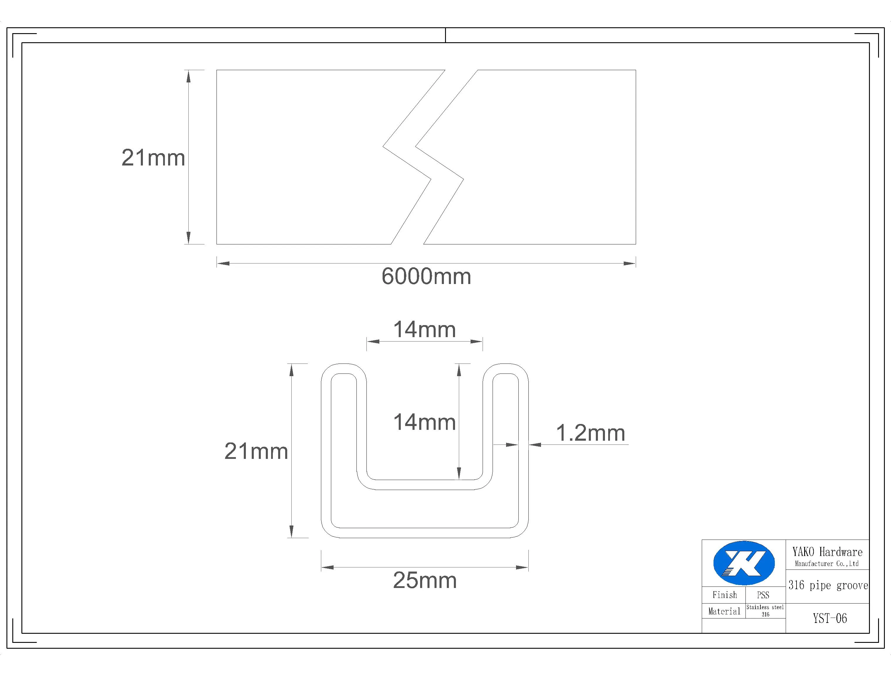 Stainless Steel Glass Handrail Cover Slotted U Channel Pipes Slot Tube